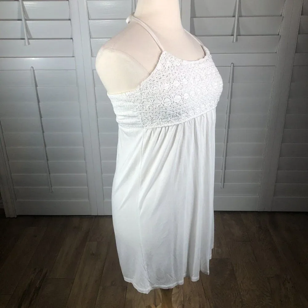 NEW Inc Beach White Swim Cover Large Beach Dress Rayon Crochet A Line
